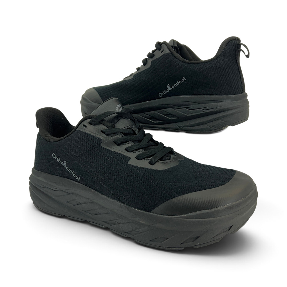 OrthoComfoot OFTN08G Women's 9.5 X-Wide Black Orthopedic Walking Shoes